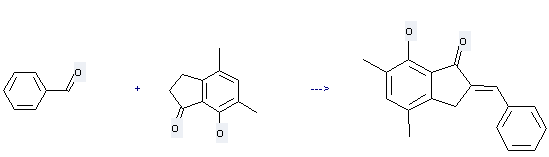 1H-Inden-1-one, 2,3-dihydro-7-hydroxy-4,6-dimethyl- can be used to produce 2-benzylidene-4,6-dimethyl-7-hydroxy-1-indanone by heating